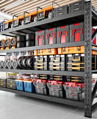 RAVIGIN 5000LBS Storage Shelves,71" W Garage Shelving Heavy Duty Metal Adjustable Garage Shelves, Shelving Units Industrial Shelving for Warehouse,71" W x 24" D x 70" H,Black